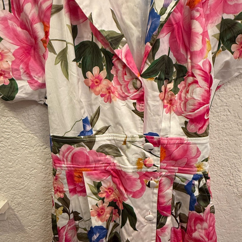Hermoza Blooming In Breeze  Floral A-Line & Waist Defining Cotton Dress S-Small - Picture 8 of 16